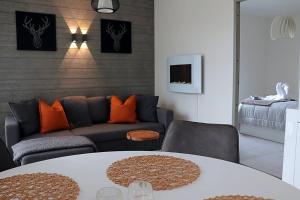 Tunturinlaita D6 في ليفي: غرفة معيشة مع أريكة وطاولة