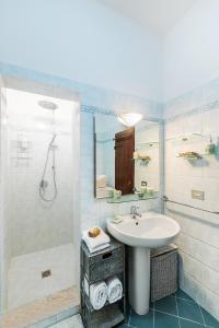 ein Bad mit einem Waschbecken und einer Dusche in der Unterkunft Fiesole's cozy Apartment 1 in Fiesole