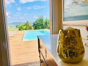The swimming pool at or close to Villa Olympia Pool Sea View Mountains Lake Nature Sleeps 8 Air Conditioning Wi-Fi