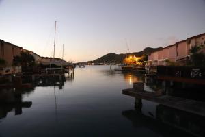 une masse d'eau avec des bateaux dans un port dans l'établissement A Beautiful villa in a prime location of Jolly, à Jolly Harbour