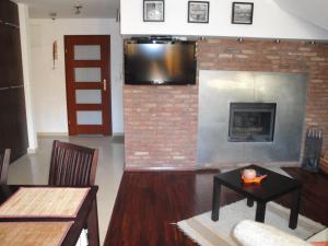 Televízia a/alebo spoločenská miestnosť v ubytovaní Apartament Paryski + 1 fotografia
