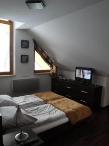 Posteľ alebo postele v izbe v ubytovaní Apartament Paryski