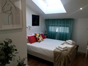 ein Schlafzimmer mit einem Bett und einem Dachfenster in der Unterkunft INSIDEHOME Apartments - La Casita de Úrsula in Palencia