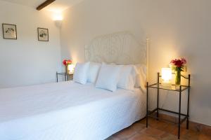 1 dormitorio con 1 cama blanca y 2 lámparas en Frascati Country House, en Grottaferrata