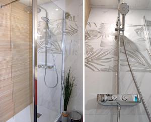 two pictures of a shower in a bathroom at LE REFLET MERVILLE - Central & chic - AufildeLorient in Lorient +17 photos