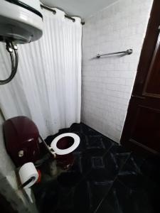 a small bathroom with a toilet and a sink at Grace Home in New Delhi