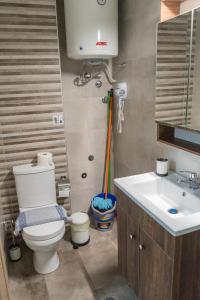 a bathroom with a toilet and a sink at Apartment in Asprovalta in Asprovalta