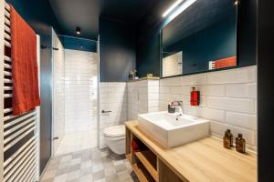 a bathroom with a sink and a toilet at ipartment Braunschweig in Braunschweig