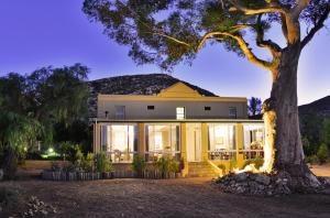 a house with large windows and a tree at Sanbona Wildlife Reserve in Barrydale