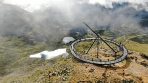an aerial view of a roller coaster on a mountain at Apartaments La Neu in Ordino