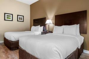 two beds in a hotel room with white pillows at Comfort Inn & Suites DeLand - near University in De Land