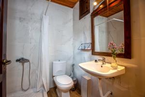łazienka z toaletą, umywalką i prysznicem w obiekcie La Noi Guesthouse w mieście Samarína +37 zdjęć