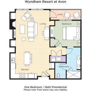 Načrt razporeditve prostorov v nastanitvi Club Wyndham Resort at Avon