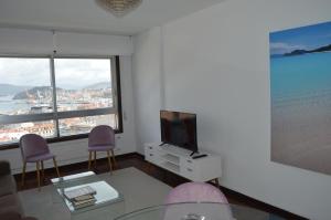 TV a/nebo společenská místnost v ubytování Fantástica vista de la Ría de Vigo en pleno centro