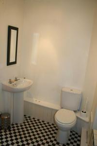 a bathroom with a toilet and a sink at The Nook - Farm Park Stay with Hot Tub & Dome in Swansea