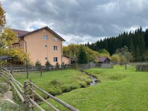 una casa in un campo vicino a una recinzione di Casa Gramy a Neagra Şarului