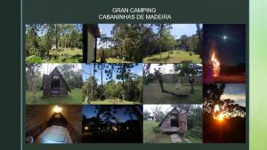 a collage of pictures of a tent and a park at Gran Camping Cabanas da Fazenda in Visconde De Maua