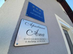 Certifikát, hodnocení, plakát nebo jiný dokument vystavený v ubytování Apartmani Ana Vukovar