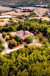 una vista aérea de una casa en un bosque en Angolo di Paradiso B&B, en Grizzana