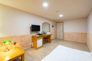 TV a/nebo společenská místnost v ubytování New Jeju Hotel