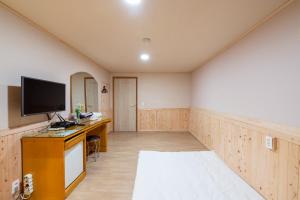 TV a/nebo společenská místnost v ubytování New Jeju Hotel