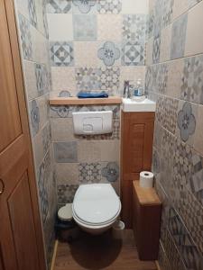 a small bathroom with a toilet and a sink at Chouette in Annecy