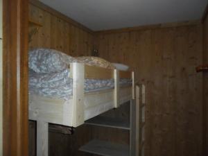 a bunk bed in a room with wooden walls at Studio les 2 Aples in Les Deux Alpes