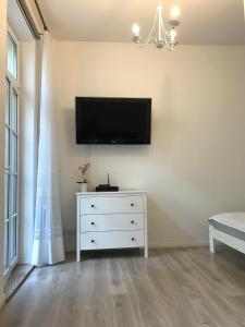 Televízia a/alebo spoločenská miestnosť v ubytovaní Apartament Matejki