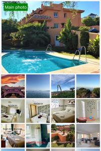 un collage de fotos de una piscina en Marbella Deluxe Rooms in Royal Cabopino Townhouse en Marbella