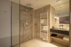 a bathroom with a shower and a sink at Ohles Lifestyle Guesthouse in Saint-Vith