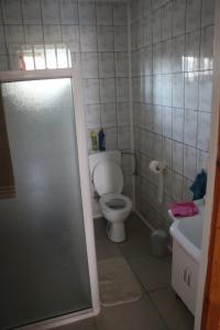 Un baño con un inodoro blanco y un lavabo. en Dubbel woonhuis Selderiestraat Paramaribo, en Paramaribo 11 fotos más