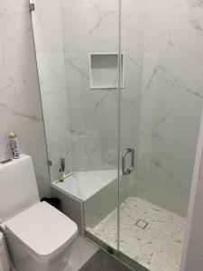 a bathroom with a shower and a toilet at Casa Miami 1 in Miami