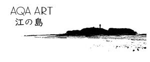 an illustration of an island with a lighthouse in the distance at AQA ART 江の島 in Fujisawa