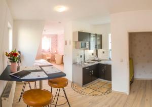 Kuchyň nebo kuchyňský kout v ubytování Ferienwohnung am Zeulenrodaer Meer
