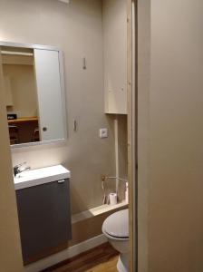 uma casa de banho com um WC, um lavatório e um espelho. em OPERAPPART 4 em Toulon