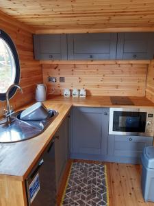 a kitchen with a sink and a counter top at Penystryd in Trawsfynydd