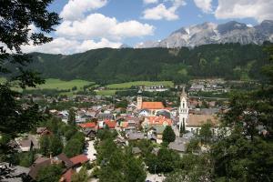 a small town in the mountains with a town at Gästehaus Pilz Schladming in Schladming