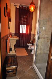 a bathroom with a shower and a sink and a toilet at Bed and Breakfast Roma in Mostacciano