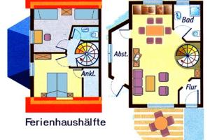 een plattegrond van een huis en een diagram bij Am Deich 49 in Zingst