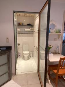 une salle de bain avec toilettes et lavabo dans l'établissement Holiday Home Denolijfboom, au Coq