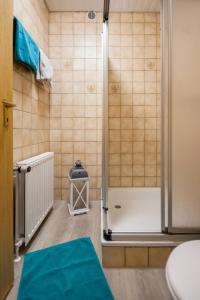 フェーマルンにあるKnusthof Lafrenz - Apfelhofblickのバスルーム(シャワー、トイレ、シンク付)