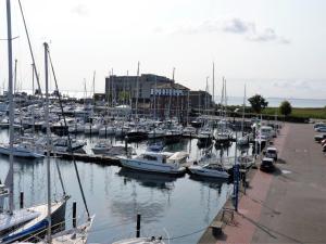 a bunch of boats docked in a harbor at ancora Marina Haus 1 Nr 10, Typ 4 in Neustadt in Holstein