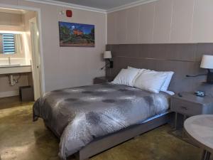 a bedroom with a bed and a table and a window at Stay Express Inn Chattanooga in Chattanooga