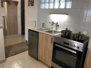 Kuchyňa alebo kuchynka v ubytovaní Prána Apartman