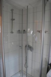 eine Dusche mit Glastür im Bad in der Unterkunft Ferienwohnung Seeblick Nr 5, 2 Zi-Bärental, Feldberg in Feldberg