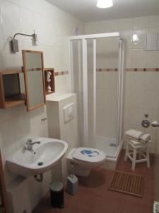 オストゼーバート・ディアーハーゲンにあるSeepferdchen App 11のバスルーム(シンク、シャワー、トイレ付)