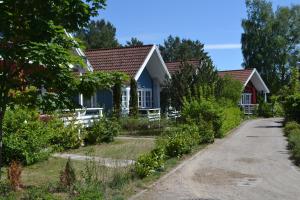 a row of cottages on a dirt road at Ferienhaus Seeadler in Userin