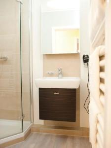 a bathroom with a sink and a shower at ancora Marina Haus 1 Nr 04, Typ 2 in Neustadt in Holstein