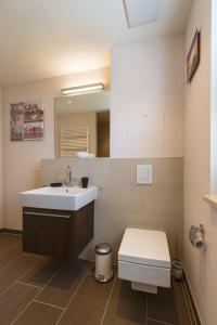ハイリゲンハーフェンにあるOstsee - Maisonette - Appartement Nr 27 "Meermomente" im Strand Resortのバスルーム(洗面台、トイレ付)