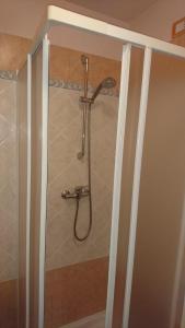 a shower with a shower head in a bathroom at B&B Mony e Nico in Riola Sardo